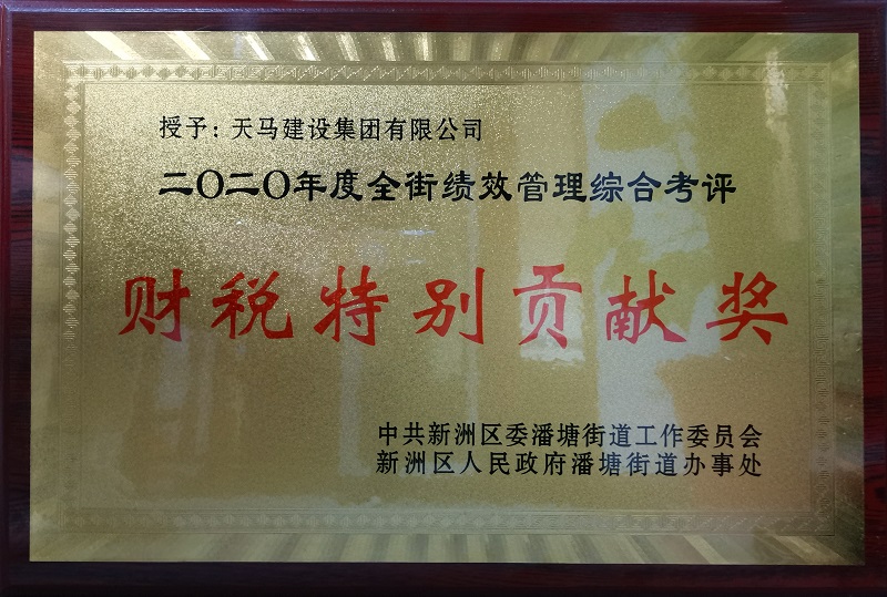 2020年度潘塘街績效管理綜合考評財(cái)稅特別貢獻(xiàn)獎